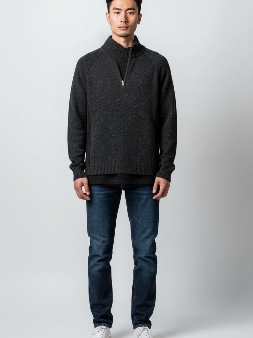 Columbia Men's Charcoal Half-Zip Knit Sweater Size M